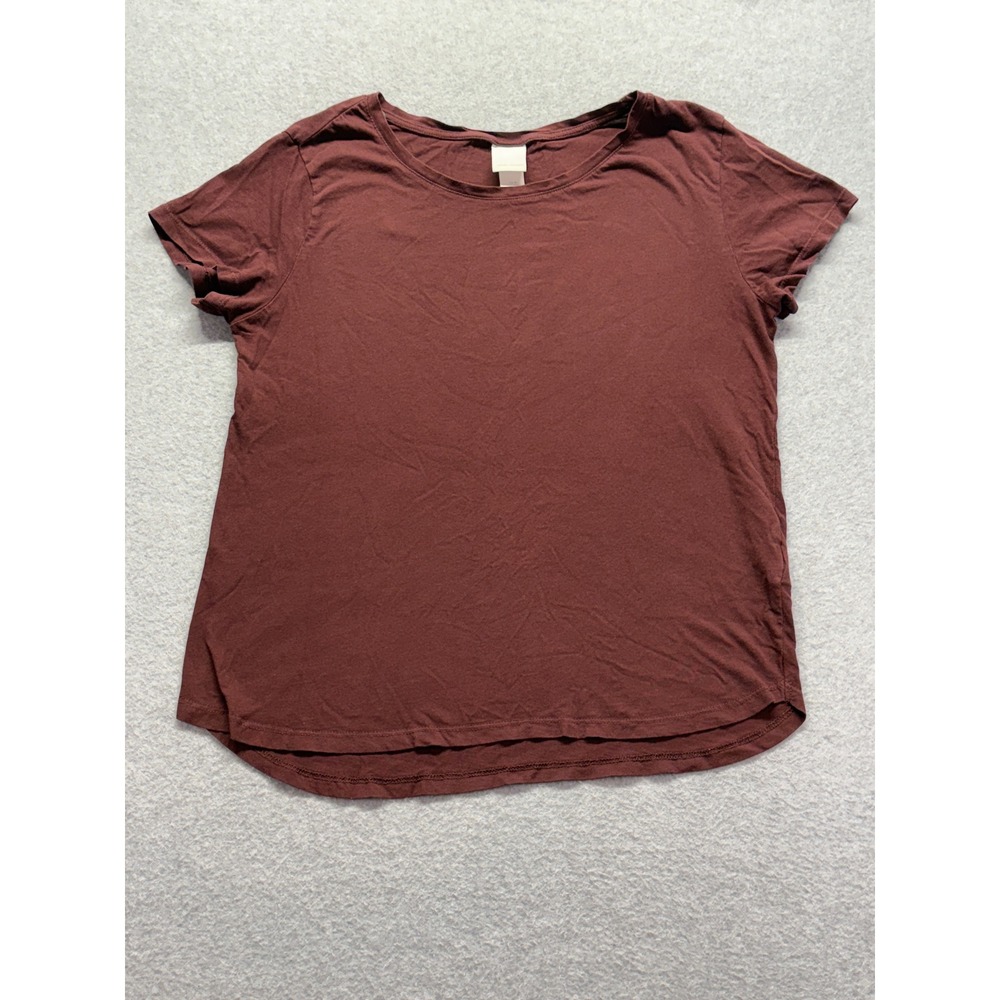 HM Basics Womens Short Sleeve Cotton T-Shirt Burgundy Maroon Size M‎ 0610776 0